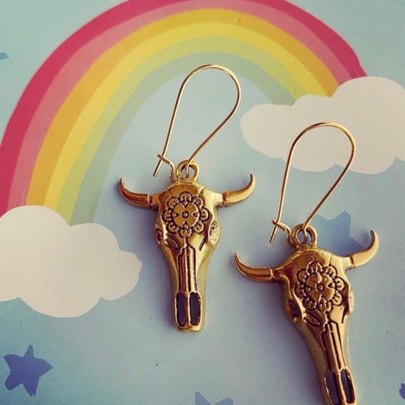 Bohemian Bull Earrings || Taurus || mandala || third eye || boho babe || lovely - Picture 2 of 3
